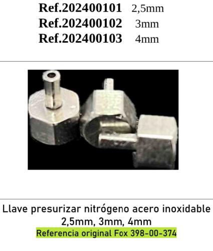 Llave carga nitrógeno 2,5,3,4 mm